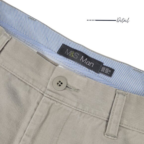 M&S KHAKIS / BEIGE CHINO PANTS FOR MEN - Picture 2 of 8